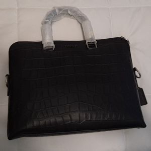 Coach Black leather croc embossed laptop bag MSRP $498